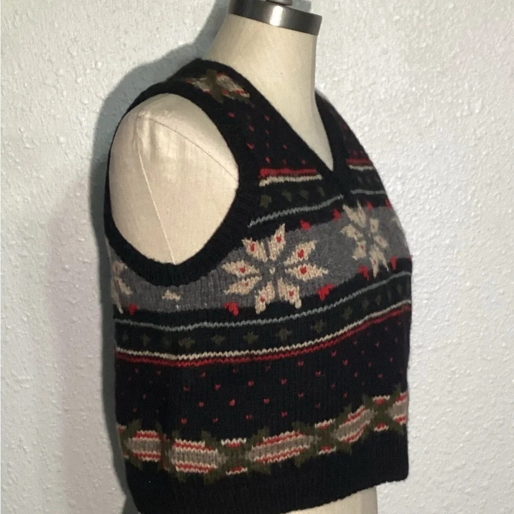 J.crew vintage wool knit jacquard vest size small
